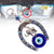 Turkish Blue Glass Eye Amulet Horseshoe With Elephant Ribbon Ethnic Wall Hanging Lucky Pendants Wind Chimes Home Car Decoration