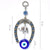 Turkish Blue Glass Eye Amulet Horseshoe With Elephant Ribbon Ethnic Wall Hanging Lucky Pendants Wind Chimes Home Car Decoration