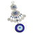 Turkish Blue Glass Eye Amulet Horseshoe With Elephant Ribbon Ethnic Wall Hanging Lucky Pendants Wind Chimes Home Car Decoration